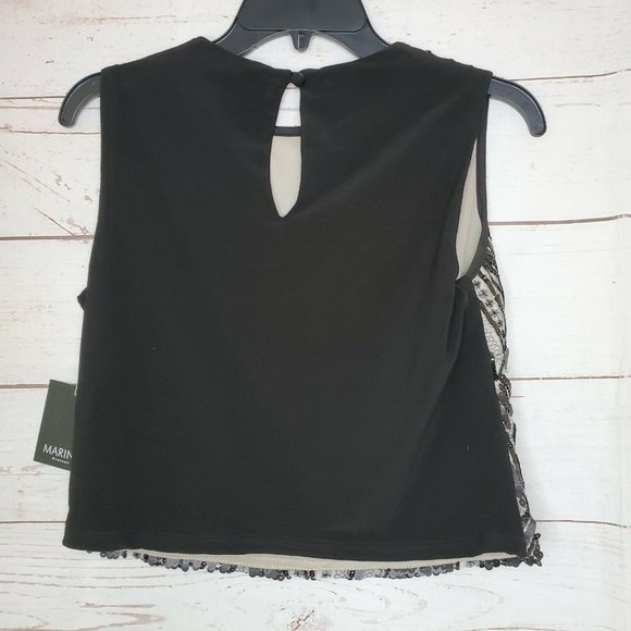 Marina Dresses Polyester Black Sequence Women Slit Back Sleeveless Medium Top - Picture 3 of 11